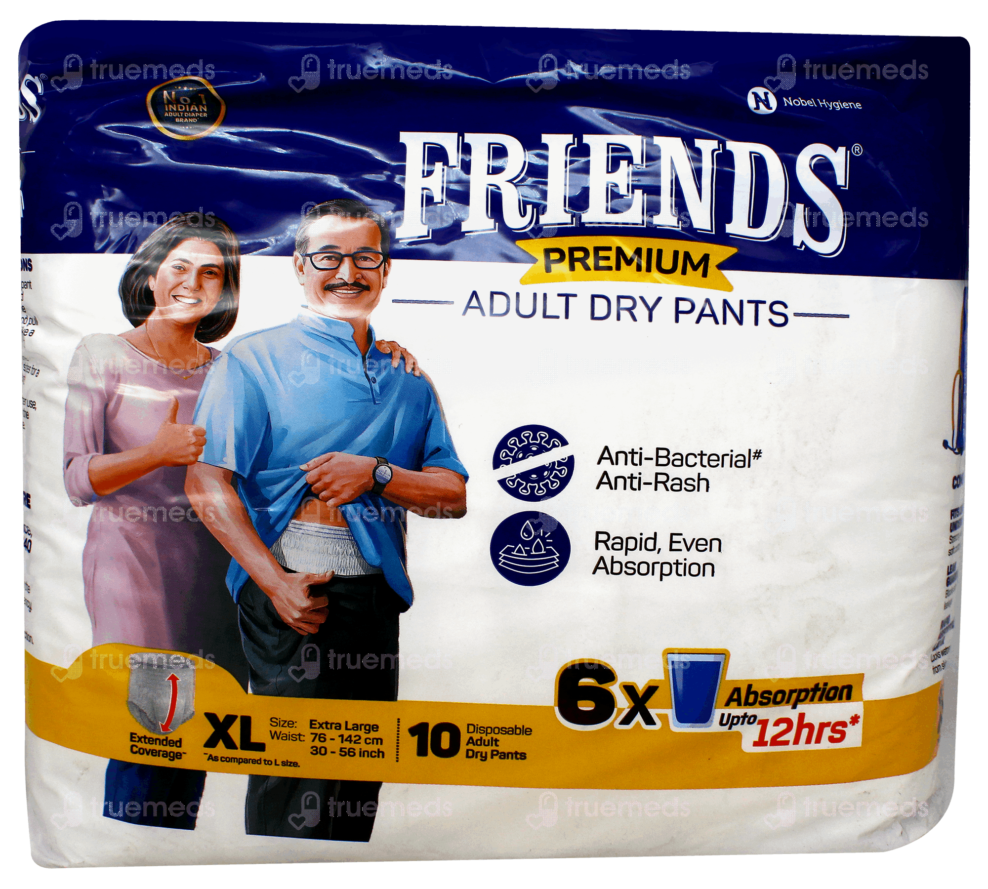 Friends Premium Adult Diapers Pant Style Extra Large 10 - Uses, Side ...