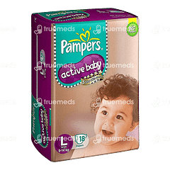 Pampers Active Baby Large 9 To 14kg Diapers 18