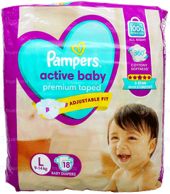 Pampers Active Baby Large 9 To 14Kg Diapers 18