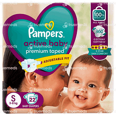 Pampers Active Baby Premium Taped S 3-8kg Diapers 22 Pampers Active Baby Premium Taped S 3-8kg Diapers 22