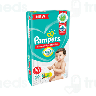 Pampers All Round Protection Anti Rash Lotion With Aloe Vera Diaper Medium 50 Diaper