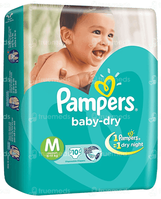 Pampers Baby Dry Medium 6 To 11Kg Diapers 10