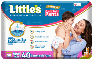 Little's Premium Comfy Baby Nb Upto 5kgs Cottonsoft Pants 40