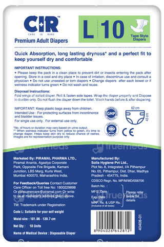 Cir Premium L 101.06-139.7cm Unisex Tape Style Adult Diapers 10