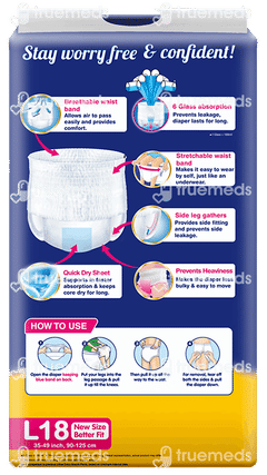 Lifree Extra Absorb L 90-125cm Adult Diaper Super Pants 18 Lifree Extra Absorb L 90-125cm Adult Diaper Super Pants 18