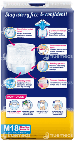 Lifree Extra Absorb M 75-105cm Adult Diaper Super Pants 18 Lifree Extra Absorb M 75-105cm Adult Diaper Super Pants 18