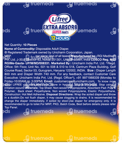 Lifree Extra Absorb L 90-125cm Adult Diaper Super Pants 10 Lifree Extra Absorb L 90-125cm Adult Diaper Super Pants 10