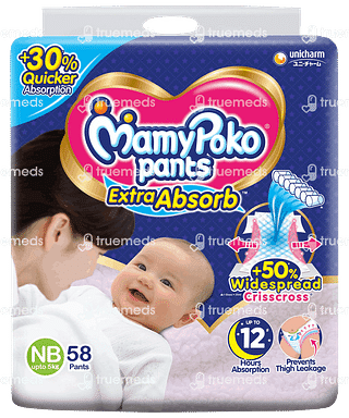 Mamypoko Extra Absorb Diaper Nb 58 Pieces