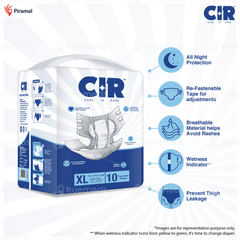 Cir Premium Xl 121.92-144.78cm Unisex Tape Style Adult Diapers 10 Cir Premium Xl 121.92-144.78cm Unisex Tape Style Adult Diapers 10