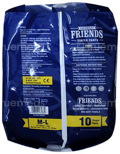 Friends Overnight Adult Diaper Pant Medium Large 10 Pieces