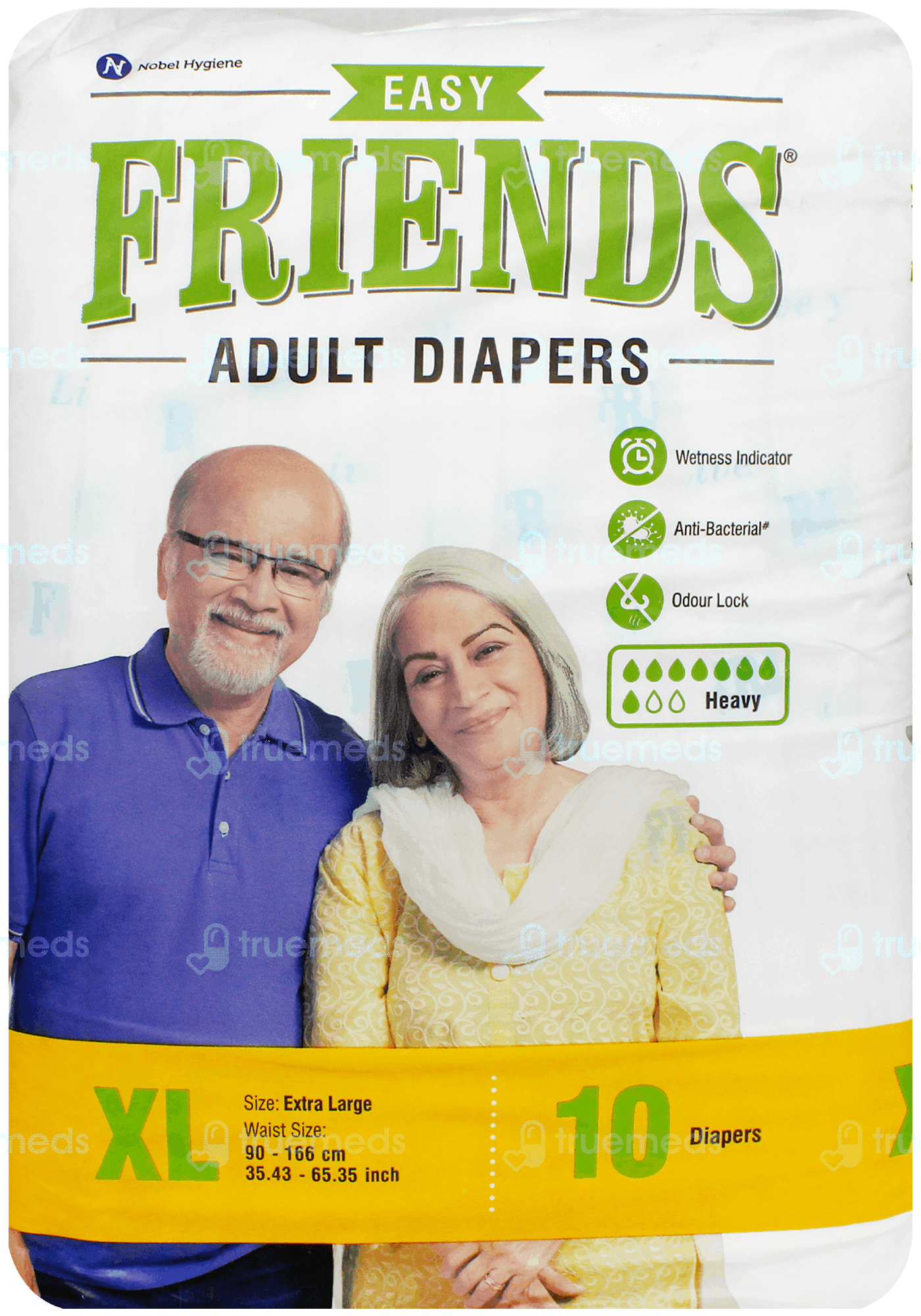 Friends Easy Adult Diaper Extra Large 10 Pieces - Uses, Side Effects ...