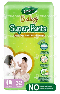 Dabur Baby Super Pants Large 9 To 14 Kg Pack Of 32