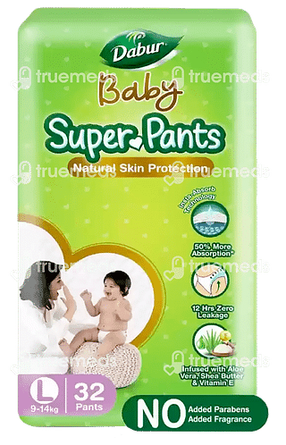 Dabur Baby Super Pants Large 9 To 14 Kg Pack Of 32