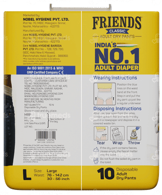Friends Classic New & Improved Large Adult Dry Pants 10