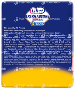 Lifree Extra Absorb M 75-105cm Adult Diaper Super Pants 10