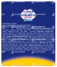 Lifree Extra Absorb Xl 100-140cm Adult Diaper Super Pants 10
