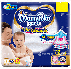 Mamypoko Pants Extra Absorb Small 4 To 8kg Diaper Pants 66 + 2 Pants Free