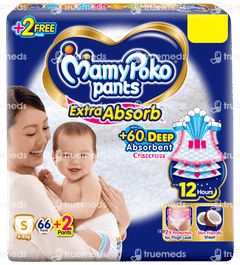 Mamypoko Extra Absorb S 4-8kg Diaper Pants 66+2 Free Mamypoko Extra Absorb S 4-8kg Diaper Pants 66+2 Free
