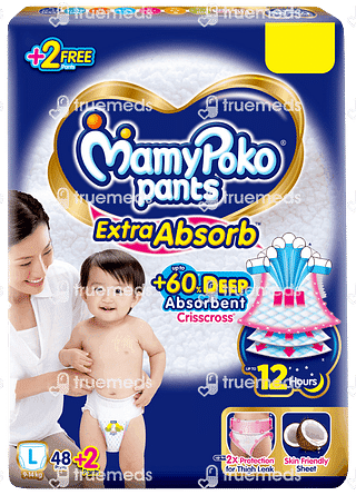 Mamypoko Pants Extra Absorb Large 9 To 14kg Diaper Pants 48+2 Pants Free