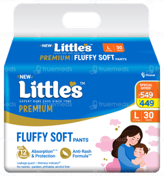 Littles Comfy Baby Large 9 To 14kg Cottonsoft Diaper Pants 30