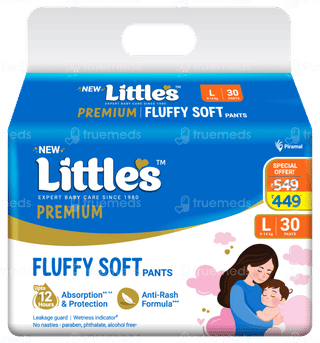 Littles Comfy Baby Large 9 To 14kg Cottonsoft Diaper Pants 30