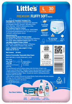 Littles Comfy Baby Large 9 To 14kg Cottonsoft Diaper Pants 30