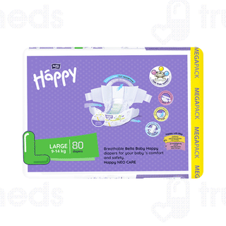 Bella Baby Happy Large 9 To 14kg Diapers 80