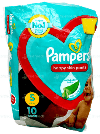 Pampers Anti Rash Lotion S 4 To 8Kg Happy Skin Pants 10