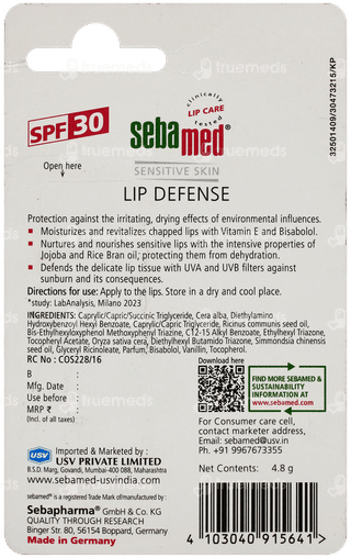 Sebamed Spf 30 Lip Defense 4.8Gm