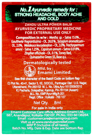 Zandu Ultra Power Balm 8ml