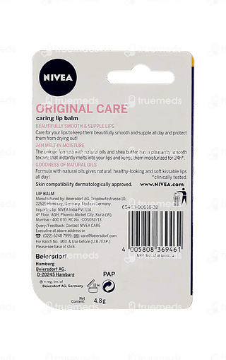 Nivea Lip Balm Original Care 4.8 GM