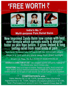 Zandu Balm 50Ml With Zandu Ortho Vedic Oil 12Ml Free