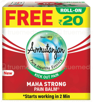 Amrutanjan New Maha Strong Pain Balm 50Ml With Roll On 2.5Ml Free