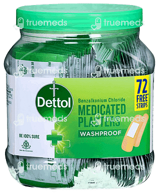 Dettol Washproof Medicated Plaster 100 With 72 Strips Free