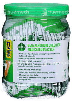 Dettol Medicated Plaster Washproof Strips 100 With 72 Free