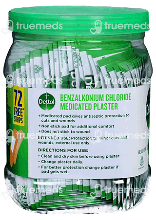 Dettol Washproof Medicated Plaster 100 With 72 Strips Free