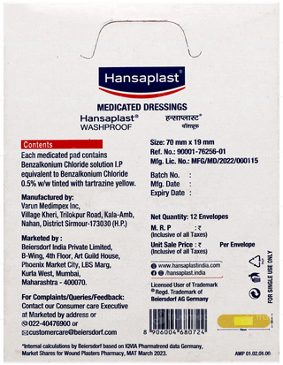 Hansaplast Washproof Antiseptic Strips 12