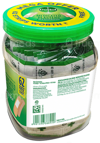 Dettol Medicated Plaster Washproof Strips 110 With 62 Free