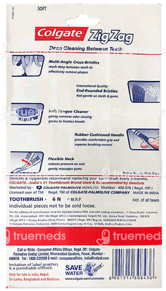 Colgate Zig Zag+ Anti Bacterial Medium Toothbrush 6 Colgate Zig Zag+ Anti Bacterial Medium Toothbrush 6