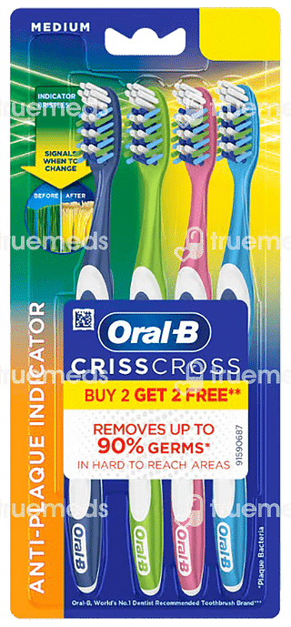 Oral B Criss Cross With Anti Plaque Indicator Medium Toothbrush Buy 2 Get 2 Free