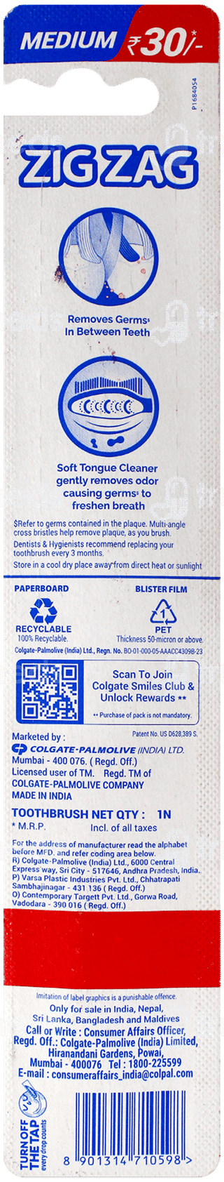 Colgate Zig Zag Deep Clean Medium Toothbrush 1