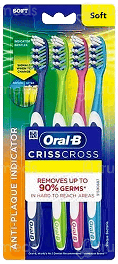 Oral B Crisscross With Anti Plaque Indicator Medium Toothbrush Pack Of 4 Oral B Crisscross With Anti Plaque Indicator Medium Toothbrush Pack Of 4