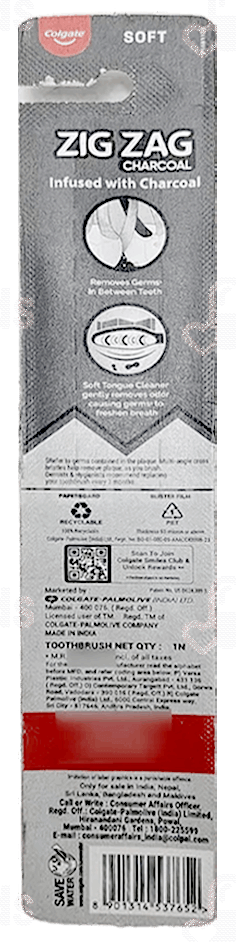 Colgate Zig Zag Charcoal Soft Toothbrush 1