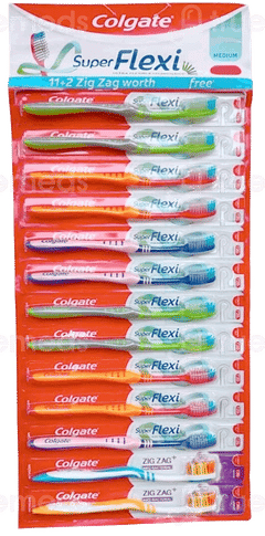 Colgate Super Flexi Medium Toothbrush 11 With 2 Zig Zag Brush Free Colgate Super Flexi Medium Toothbrush 11 With 2 Zig Zag Brush Free