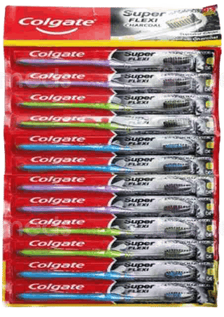 Colgate Super Flexi Charcoal Soft Toothbrush 10 + 2 Free