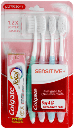 Colgate Sensitive Ultra Soft Toothbrush 4 With Colgate Total Sensitive Anticavity Toothpaste 16Gm Free Colgate Sensitive Ultra Soft Toothbrush 4 With Colgate Total Sensitive Anticavity Toothpaste 16Gm Free
