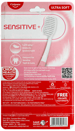 Colgate Sensitive Ultra Soft Toothbrush 4 With Colgate Total Sensitive Anticavity Toothpaste 16Gm Free