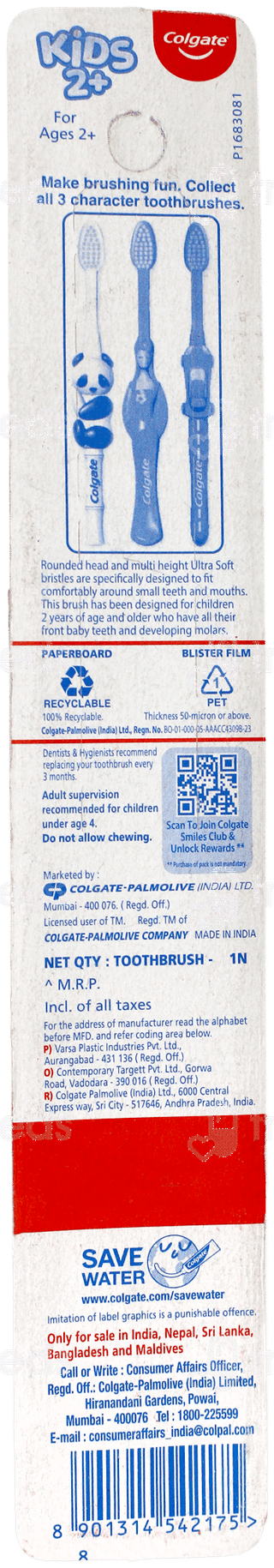 Colgate Kids 2+ Ultra Soft Toothbrush 1