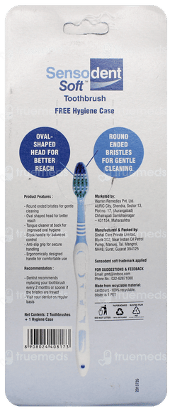 Sensodent Soft Toothbrush 2 + 1 Hygiene Case Free