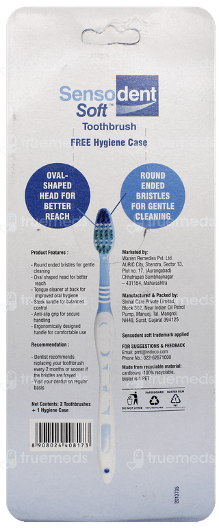 Sensodent Soft Toothbrush 2 + 1 Hygiene Case Free